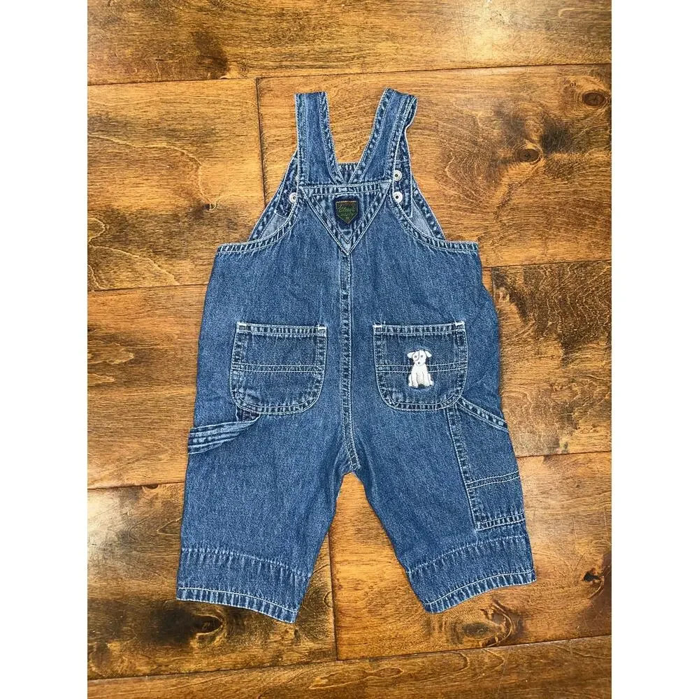 Vintage Y2K Baby Gap Dog Patch Denim Overalls - Newborn - 2000